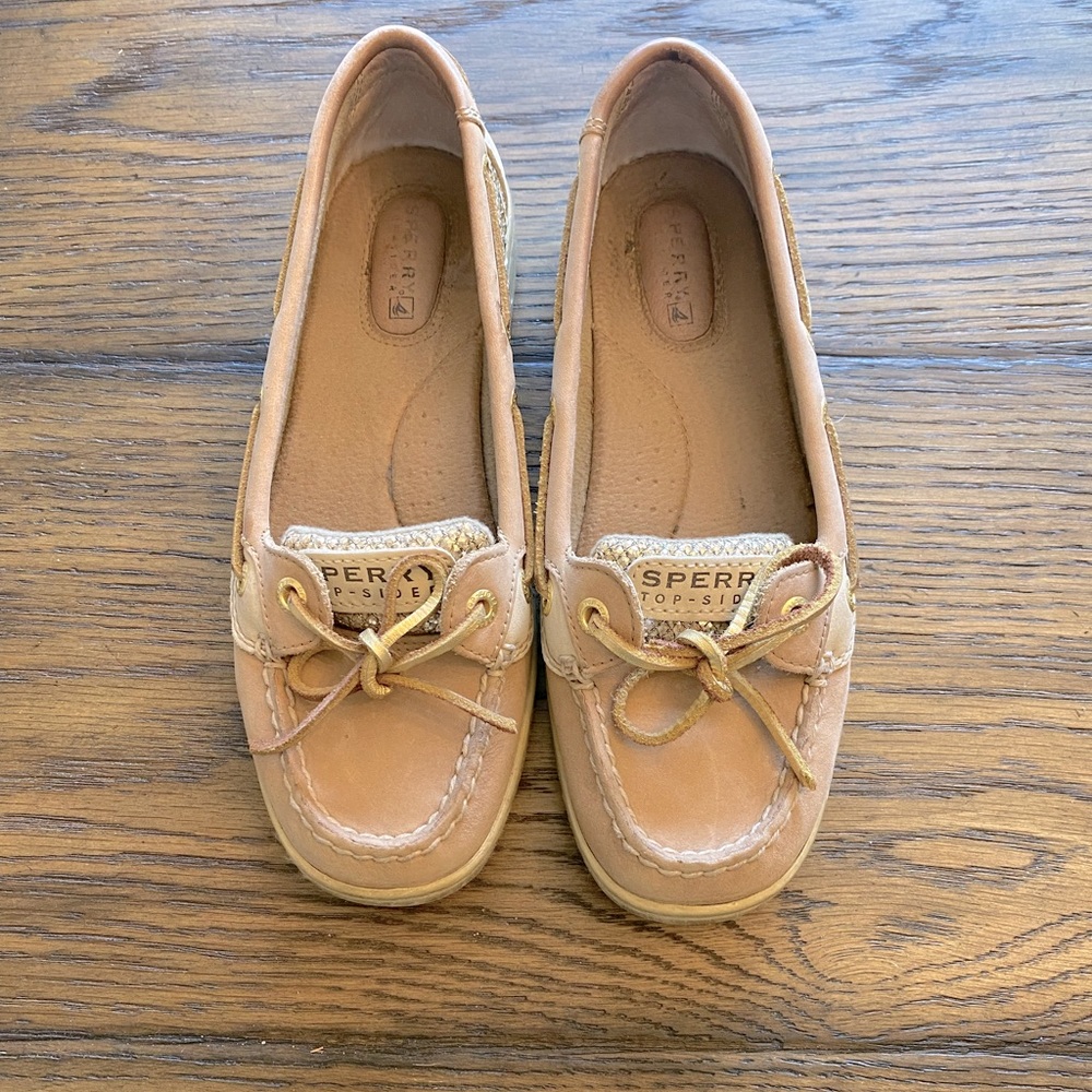 Sparkly gold Sperry shoes